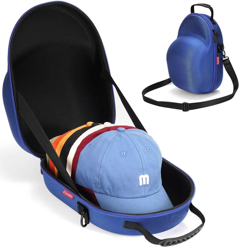 Livelab Hat Case, Hard Hat Case for Baseball Caps, Hat Storage with Carrying Handle & Shoulder Strap, Hat Organizer Protects Up to 6 Hats, Perfect for Travel & Home Storage - Blue - Image 1